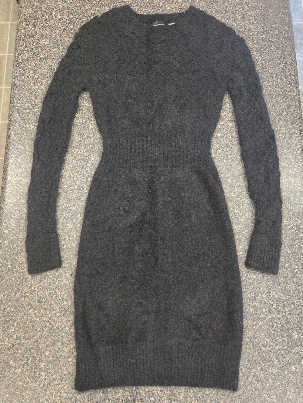 Vintage Moda International Black Angora Sweater Dress XS